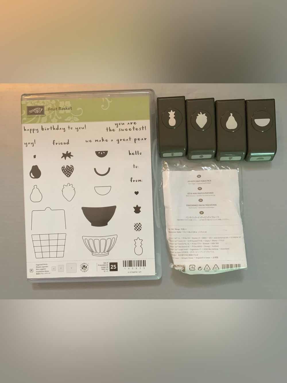 Stampin' Up! Fruit Basket Clear Stamp Set & 4  Punches Bundle